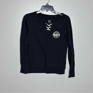 Justice Active‎ Girls Kids Black Long Sleeve Pullover Shirt size 12/14